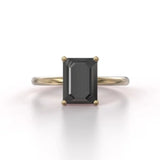 2.50 Carat Emerald Cut Black Diamond Solitaire Ring