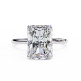 2.55 Ct Radiant Shape Hidden Halo Lab Diamond Engagement Ring In White Gold