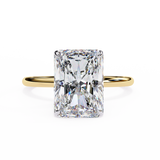 2.55 Ct Radiant Shape Hidden Halo Lab Diamond Engagement Ring In Yellow Gold