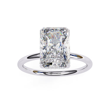 2.55 Carat Radiant Shape Hidden Halo Lab Diamond Engagement Ring In White Gold