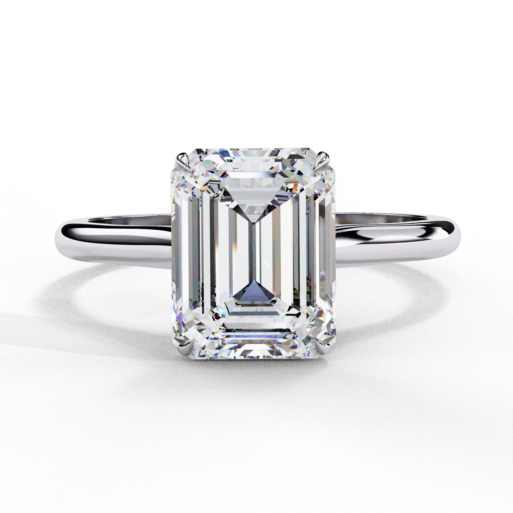 1 Carat Emerald Shaped Lab Diamond Engagement Ring In White Gold White