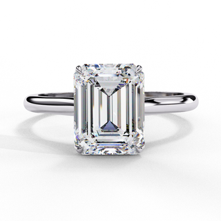 2.56 Carat Emerald Cut Solitaire Lab Diamond Engagement Ring In White Gold