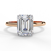 1 Carat Emerald Shaped Lab Diamond Engagement Ring In White Gold Rose