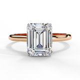 2.56 Carat Emerald Cut Solitaire Lab Diamond Engagement Ring In Rose Gold