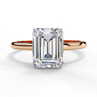 2.56 Carat Emerald Cut Solitaire Lab Diamond Engagement Ring In Rose Gold