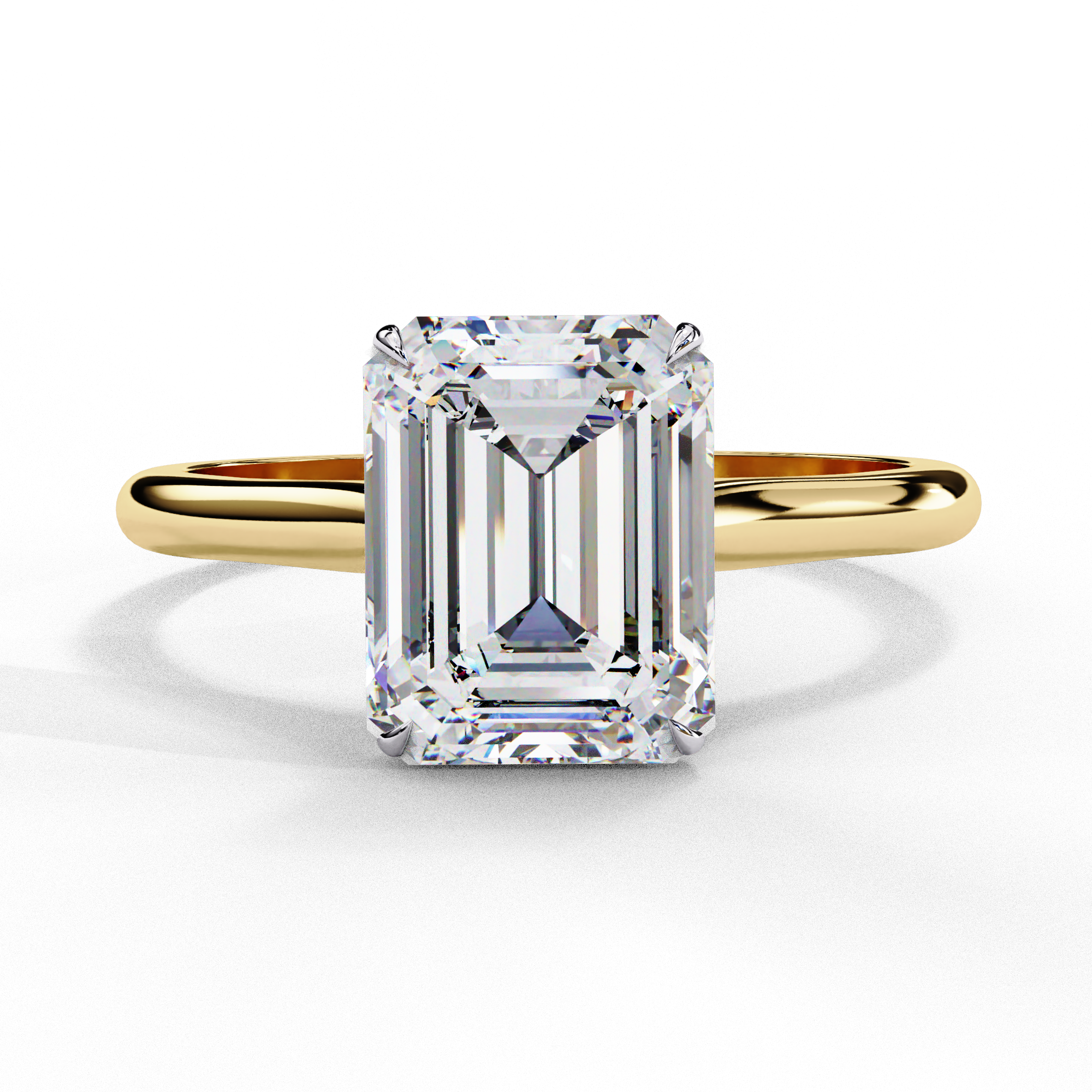 1 Carat Emerald Shaped Lab Diamond Engagement Ring In White Gold Yellow