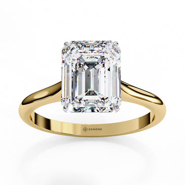 2.56 Carat Emerald Cut Solitaire Lab Diamond Engagement Ring In Yellow Gold