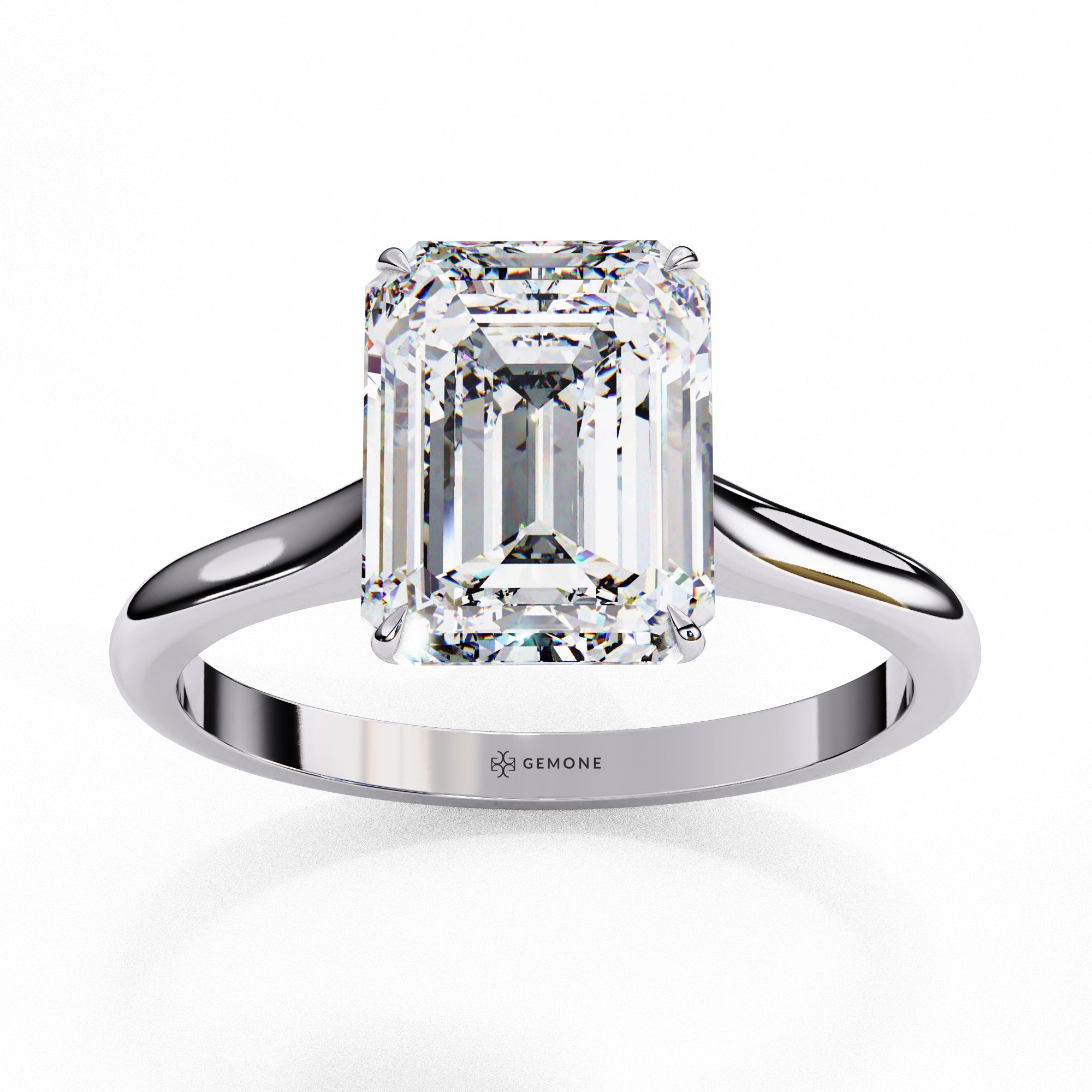 2.56 Carat Emerald Cut Solitaire Lab Diamond Engagement Ring In White Gold
