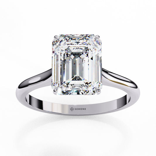 2.56 Carat Emerald Cut Solitaire Lab Diamond Engagement Ring In White Gold