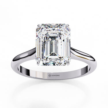 2.56 Carat Emerald Cut Solitaire Lab Diamond Engagement Ring In White Gold