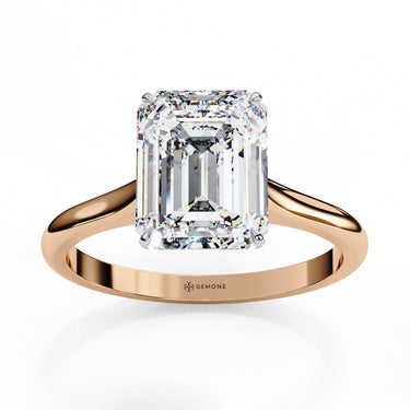 2.56 Carat Emerald Cut Solitaire Lab Diamond Engagement Ring In Rose Gold