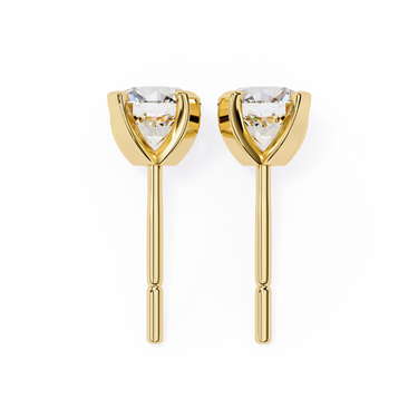 2.57 Carat Round Shape Lab Diamond Stud Earrings In Yellow Gold