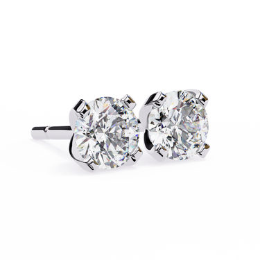 2.57 Carat Round Shape Lab Diamond Stud Earrings In White Gold