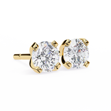 2.57 Carat Round Shape Lab Diamond Stud Earrings In Yellow Gold