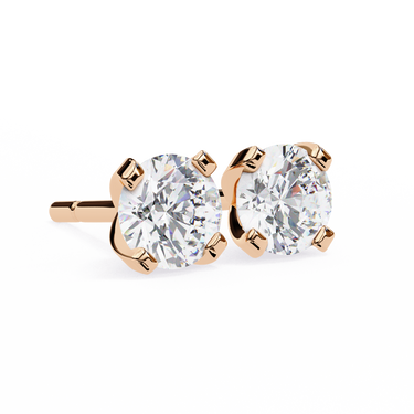 2.57 Carat Round Shape Lab Diamond Stud Earrings In Rose Gold