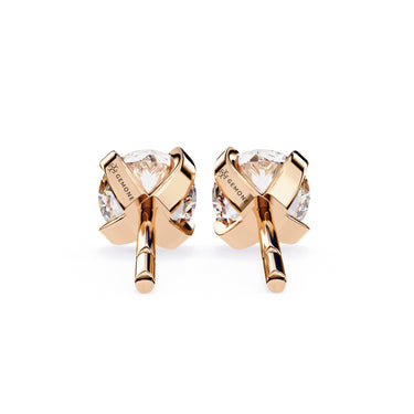 2.57 Carat Round Shape Lab Diamond Stud Earrings In Rose Gold