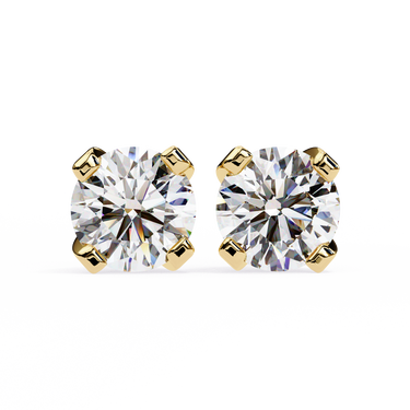 2.57 Carat Round Shape Lab Diamond Stud Earrings In Yellow Gold