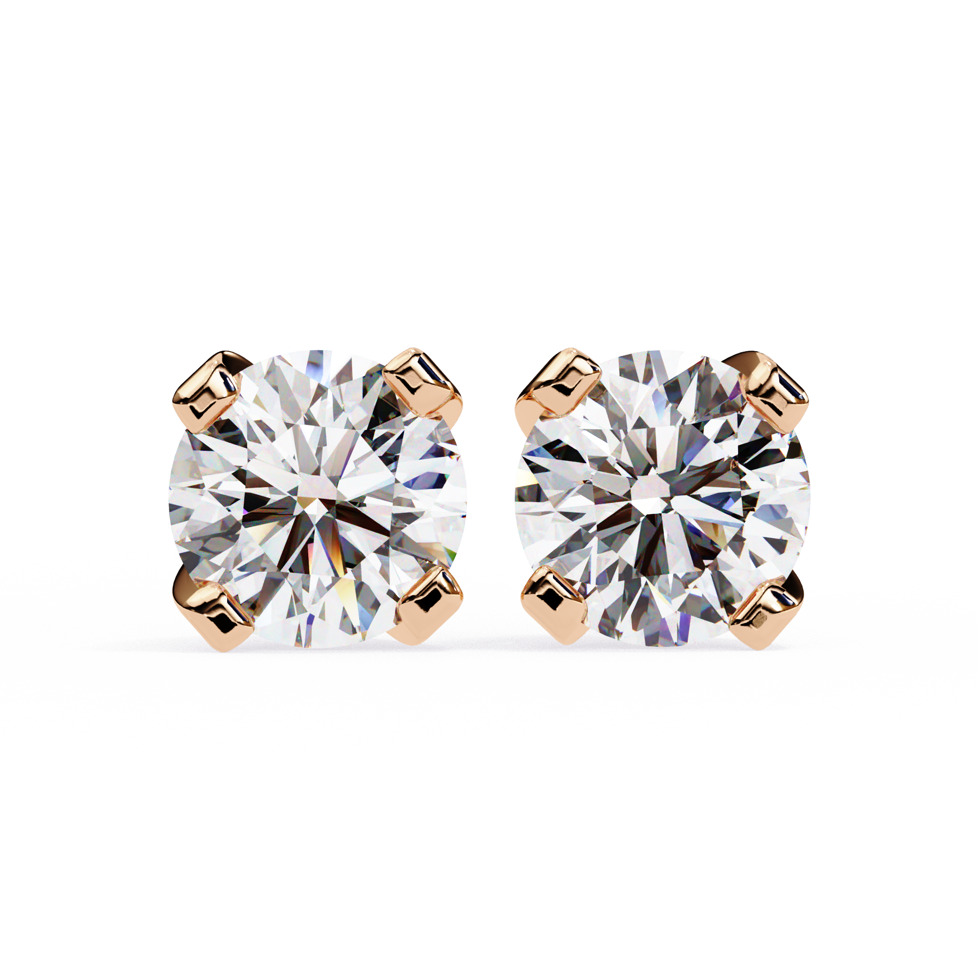 2.60 Ct Round Lab Created Diamond Stud Earrings 18K Rose Gold