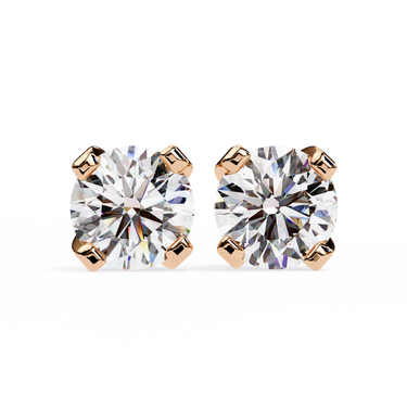 2.57 Carat Round Shape Lab Diamond Stud Earrings In Rose Gold