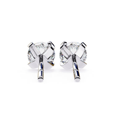 2.57 Carat Round Shape Lab Diamond Stud Earrings In White Gold