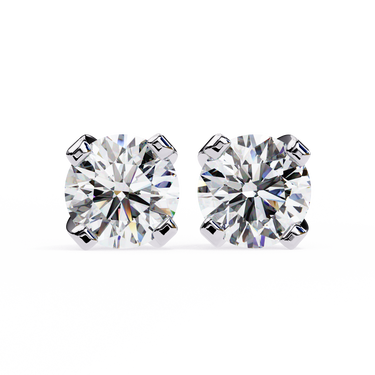 2.57 Carat Round Shape Lab Diamond Stud Earrings In White Gold