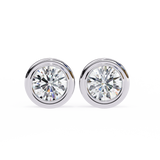 2.57 Ct Round Cut Solitaire Lab Diamond Stud Earrings In White Gold