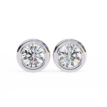 2.57 Ct Round Cut Solitaire Lab Diamond Stud Earrings In White Gold