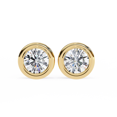 2.57 Ct Round Cut Solitaire Lab Diamond Stud Earrings In Yellow Gold