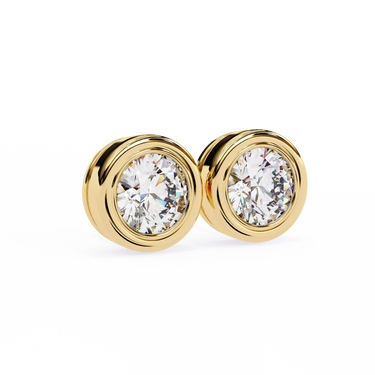 2.57 Ct Round Cut Solitaire Lab Diamond Stud Earrings In Yellow Gold