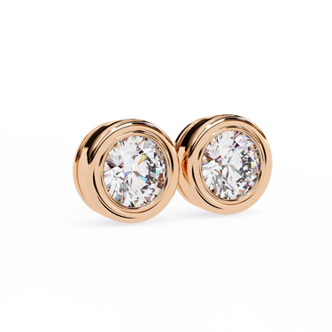 2.57 Ct Round Cut Solitaire Lab Diamond Stud Earrings In Rose Gold