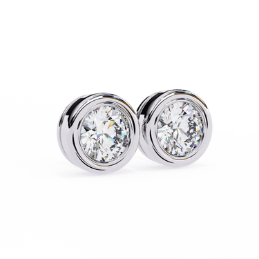 2.57 Ct Round Cut Solitaire Lab Diamond Stud Earrings In White Gold