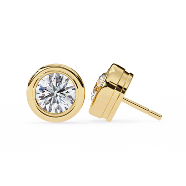 2.57 Ct Round Cut Solitaire Lab Diamond Stud Earrings In Yellow Gold