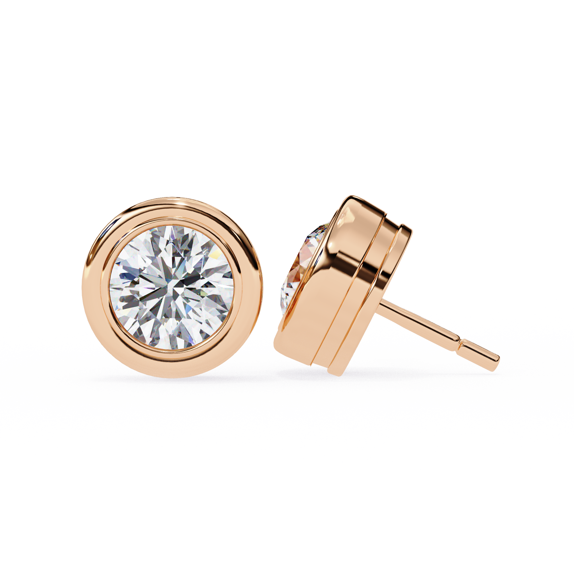 2.60 Carat Round Solitaire Lab Diamond Earrings 18K Rose Gold