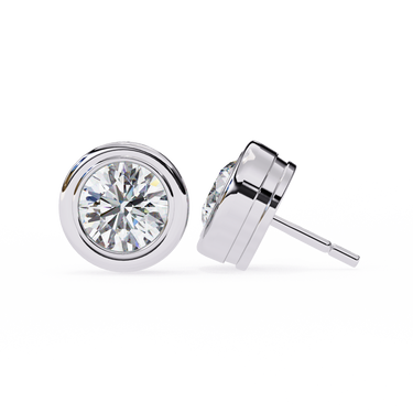 2.57 Ct Round Cut Solitaire Lab Diamond Stud Earrings In White Gold