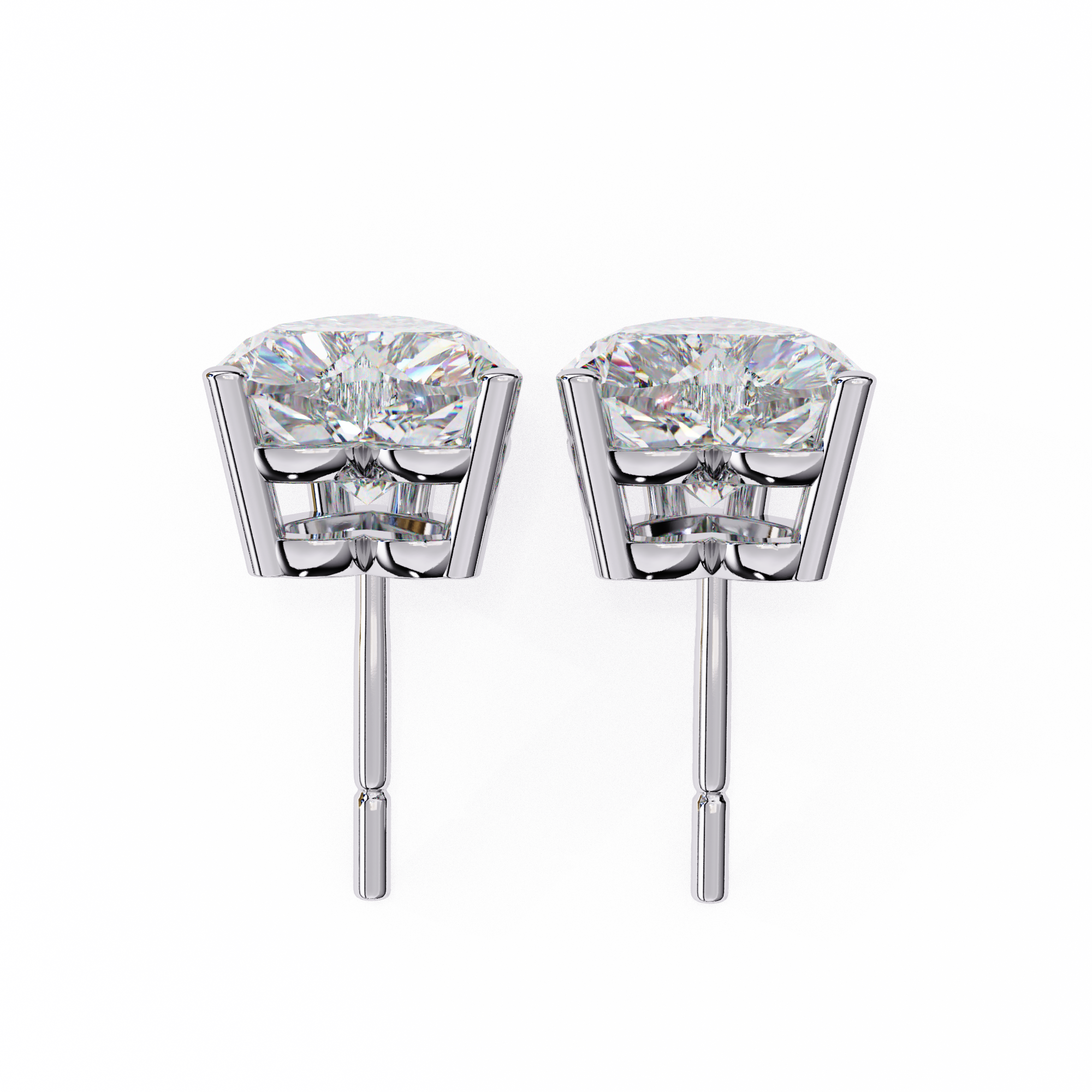 2.5 Carat Heart Diamond Stud Earrings Lab Grown in White Gold