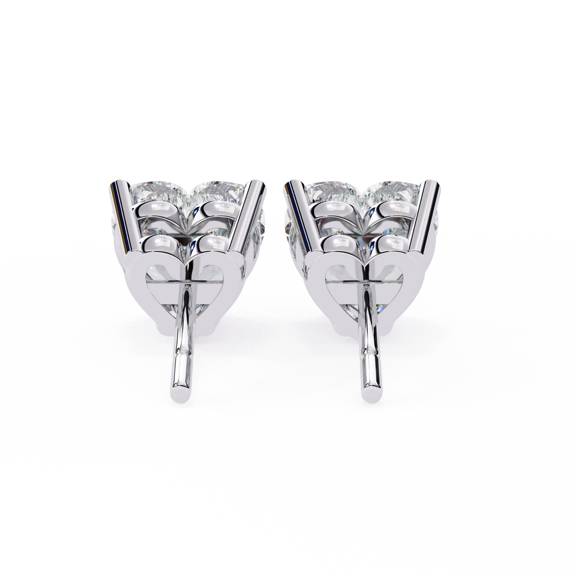 2.5 Carat Heart Diamond Stud Earrings Lab Grown in White Gold
