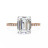 2.60 Carat Emerald Cut Hidden Halo Lab Diamond Engagement Ring In Rose Gold