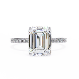 2.60 Carat Emerald Cut Hidden Halo Lab Diamond Engagement Ring In White Gold