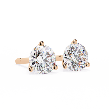 2.60 Carat Round Cut Lab Diamond Stud Earrings In Rose Gold