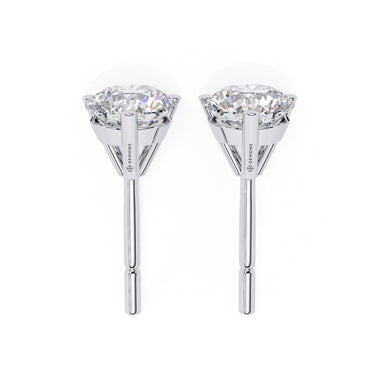 2.60 Carat Round Cut Lab Diamond Stud Earrings In White Gold