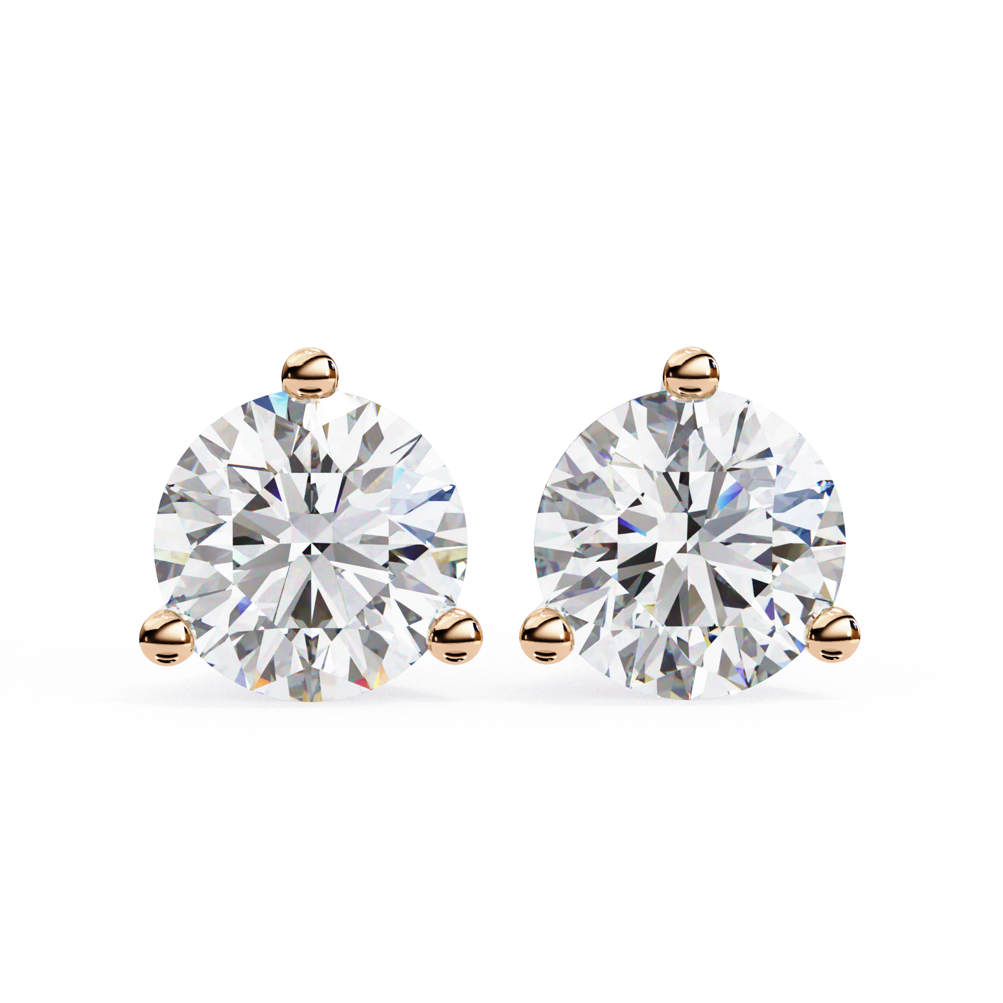 Round Brilliant Lab Diamond Stud Earrings 18K Rose Gold