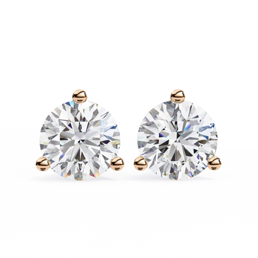 2.60 Carat Round Cut Lab Diamond Stud Earrings In Rose Gold