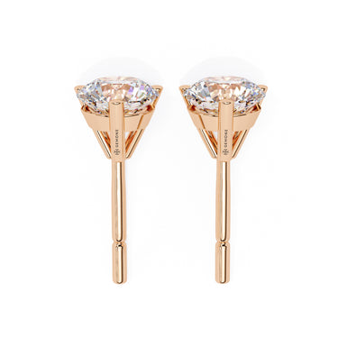 2.60 Carat Round Cut Lab Diamond Stud Earrings In Rose Gold