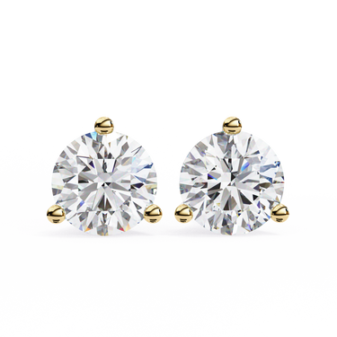 2.60 Carat Round Cut Lab Diamond Stud Earrings In Yellow Gold