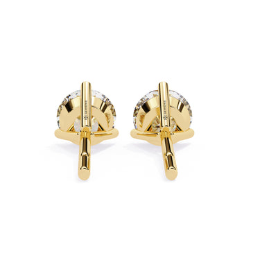 2.60 Carat Round Cut Lab Diamond Stud Earrings In Yellow Gold