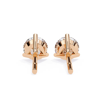 2.60 Carat Round Cut Lab Diamond Stud Earrings In Rose Gold