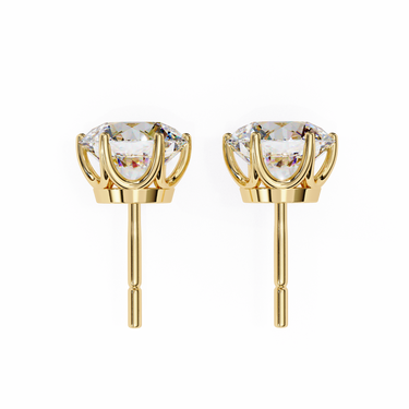 2.60 Carat Round Shape Lab Diamond Stud Earrings In Yellow Gold