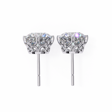 2.60 Carat Round Shape Lab Diamond Stud Earrings In White Gold