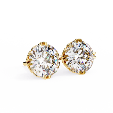 2.60 Carat Round Shape Lab Diamond Stud Earrings In Yellow Gold