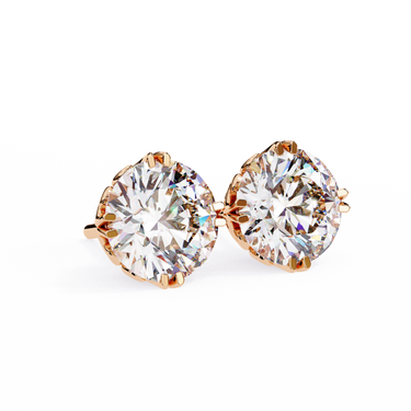 2.60 Carat Round Shape Lab Diamond Stud Earrings In Rose Gold